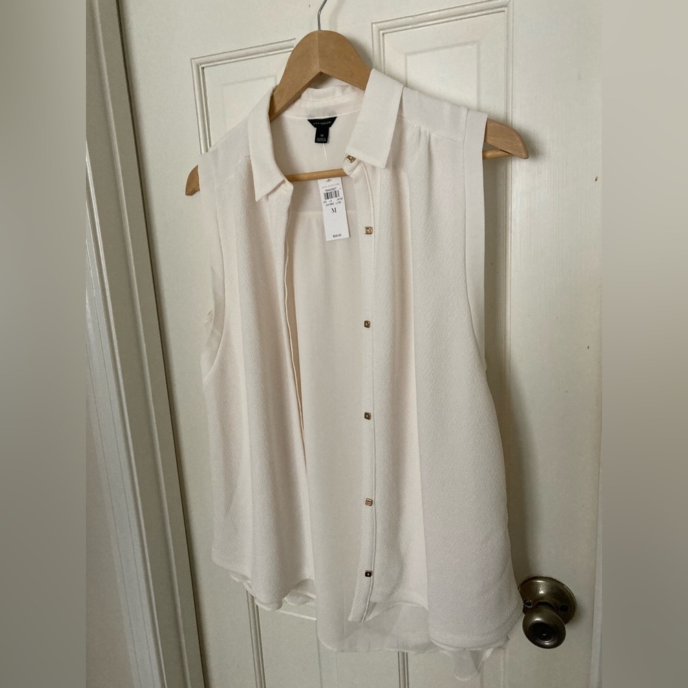 ANN TAYLOR No Sleeve Tulle Shirt NEW